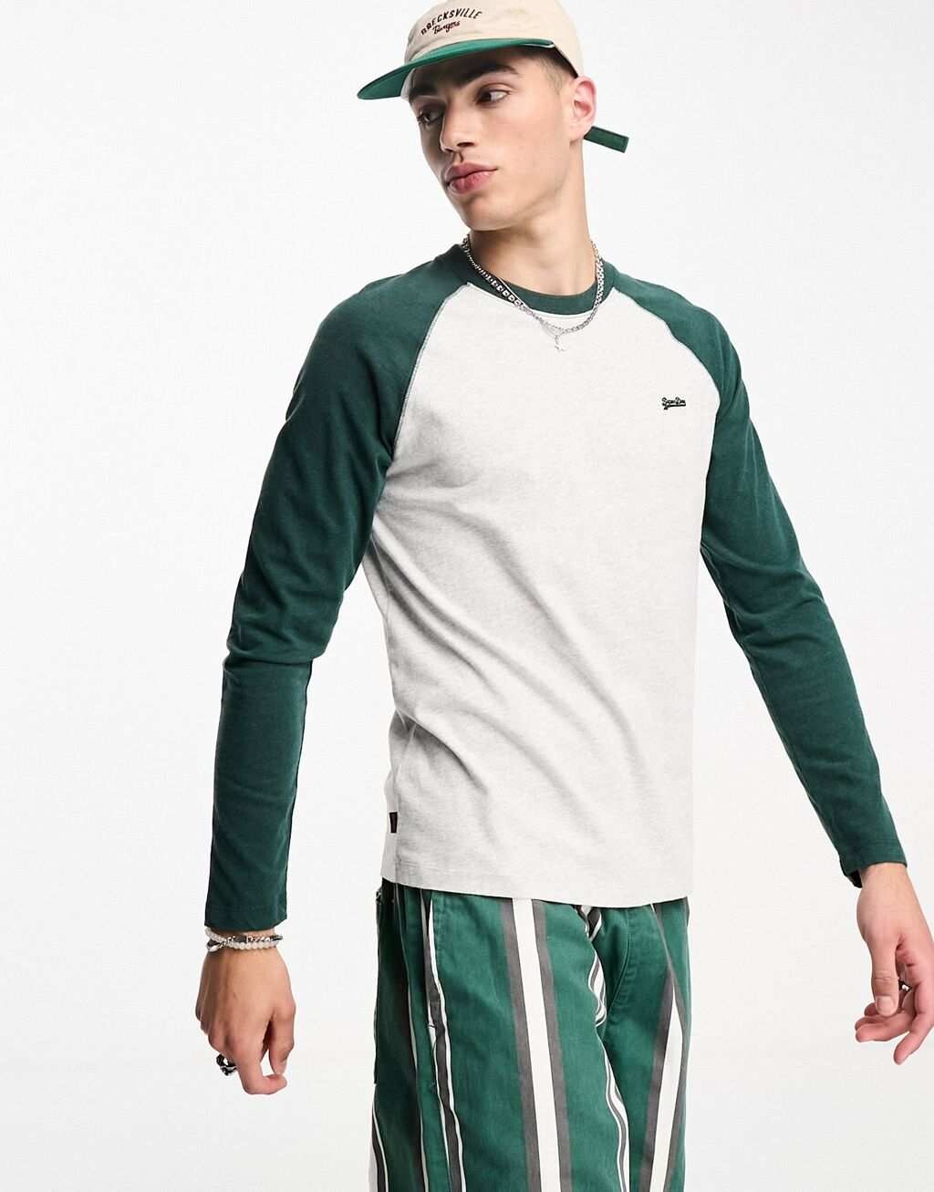

Серая бейсбольная футболка с длинными рукавами Superdry Vintage
