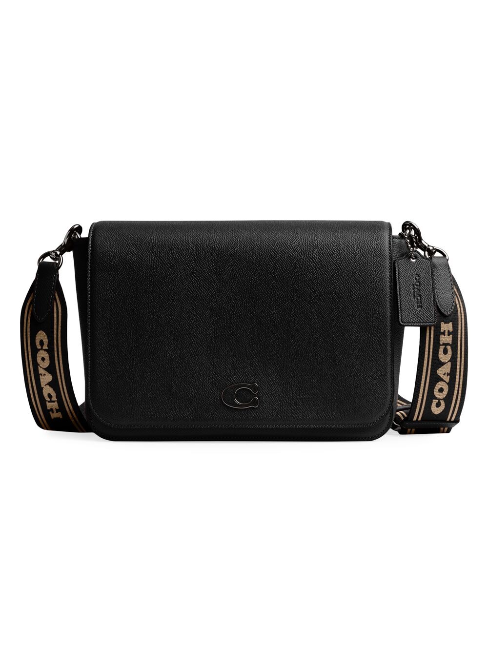 

Сумка-мессенджер из перекрестной кожи COACH, черный
