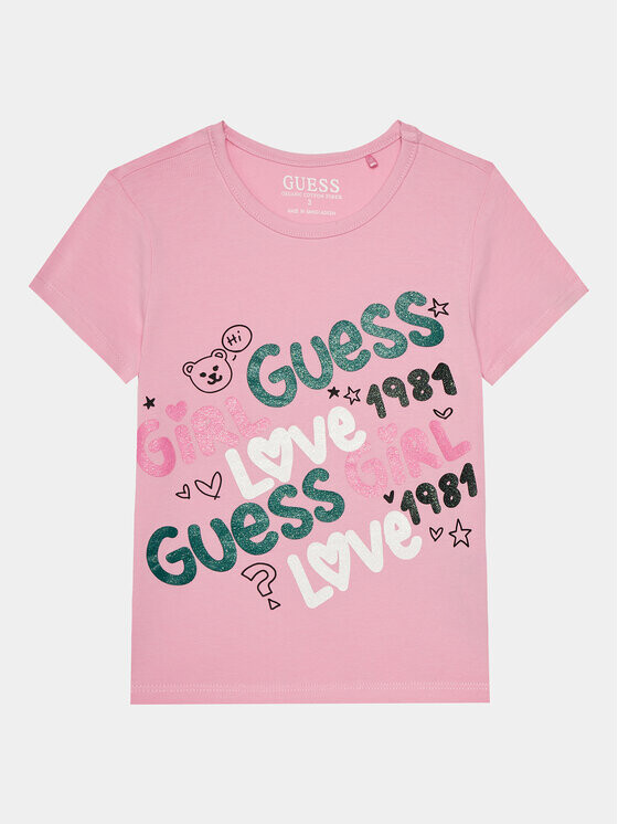 

Футболка стандартного кроя Guess, розовый