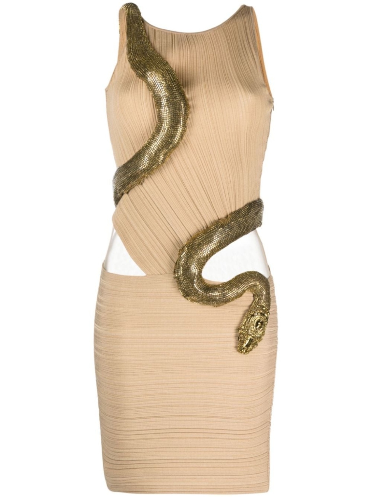 

Balmain embellished snake-detail minidress, нейтральный цвет