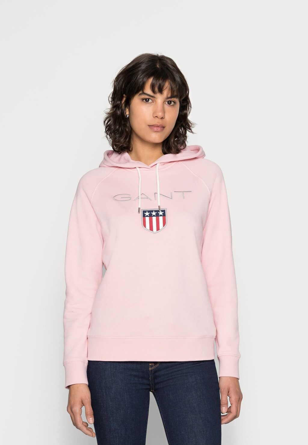 

Худи GANT Shield Hoodie, опрятный розовый, Розовый;белый