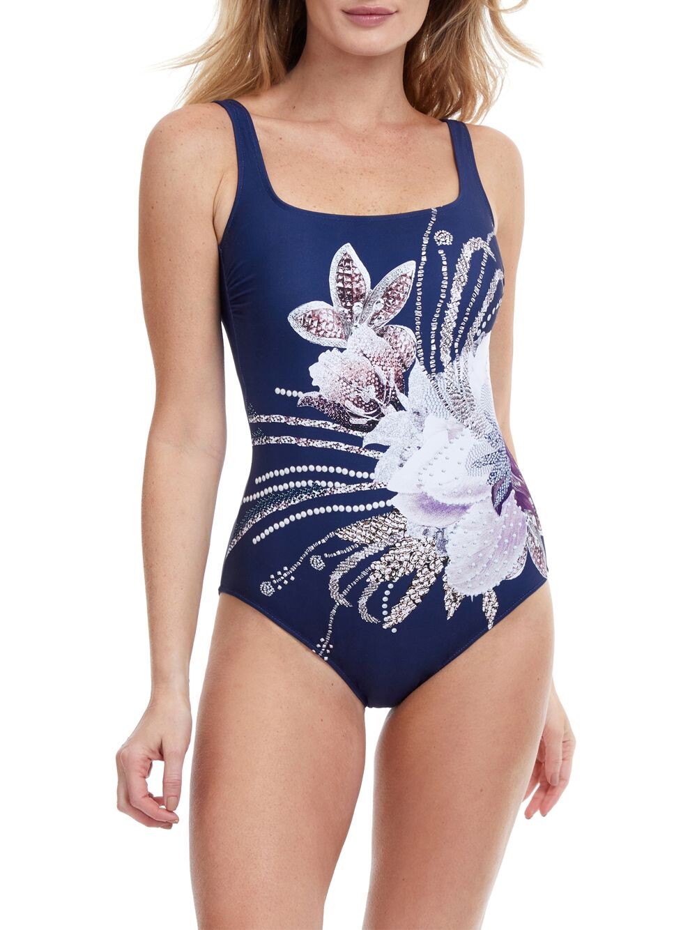 

Слитный купальник Dolce Vita с квадратным вырезом Gottex Swimwear, нави, Коричневый