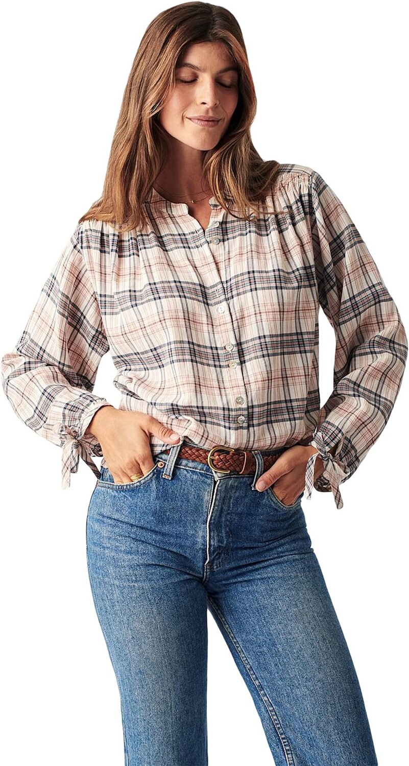 

Эверли Топ Faherty, цвет Cream Ellicott Plaid