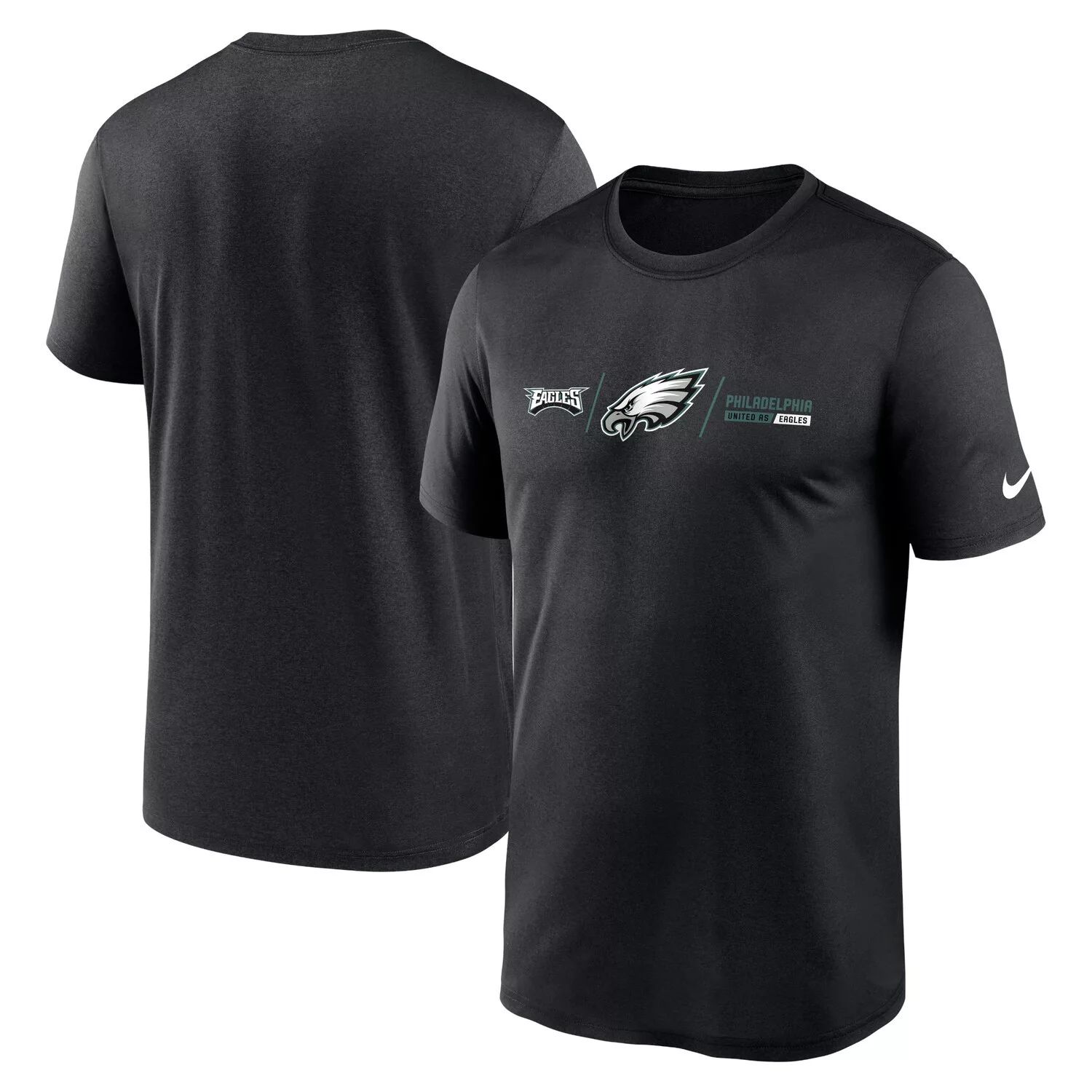 Мужская черная футболка Philadelphia Eagles с горизонтальной блокировкой Legend Nike
