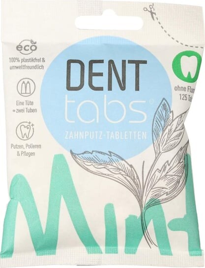 

Стоматологические таблетки со вкусом стевии и мяты без фтора, 125 таблеток Denttabs