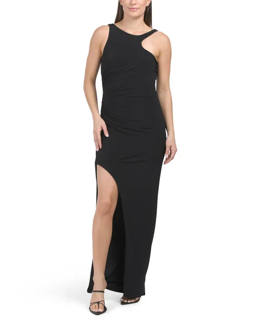 

Платье без рукавов с разрезом спереди Bcbgmaxazria, черный