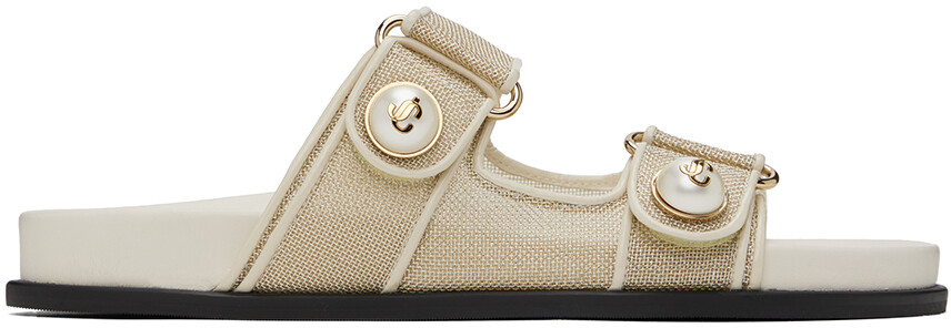 

Золотые и кремовые сандалии из фаянса Jimmy Choo