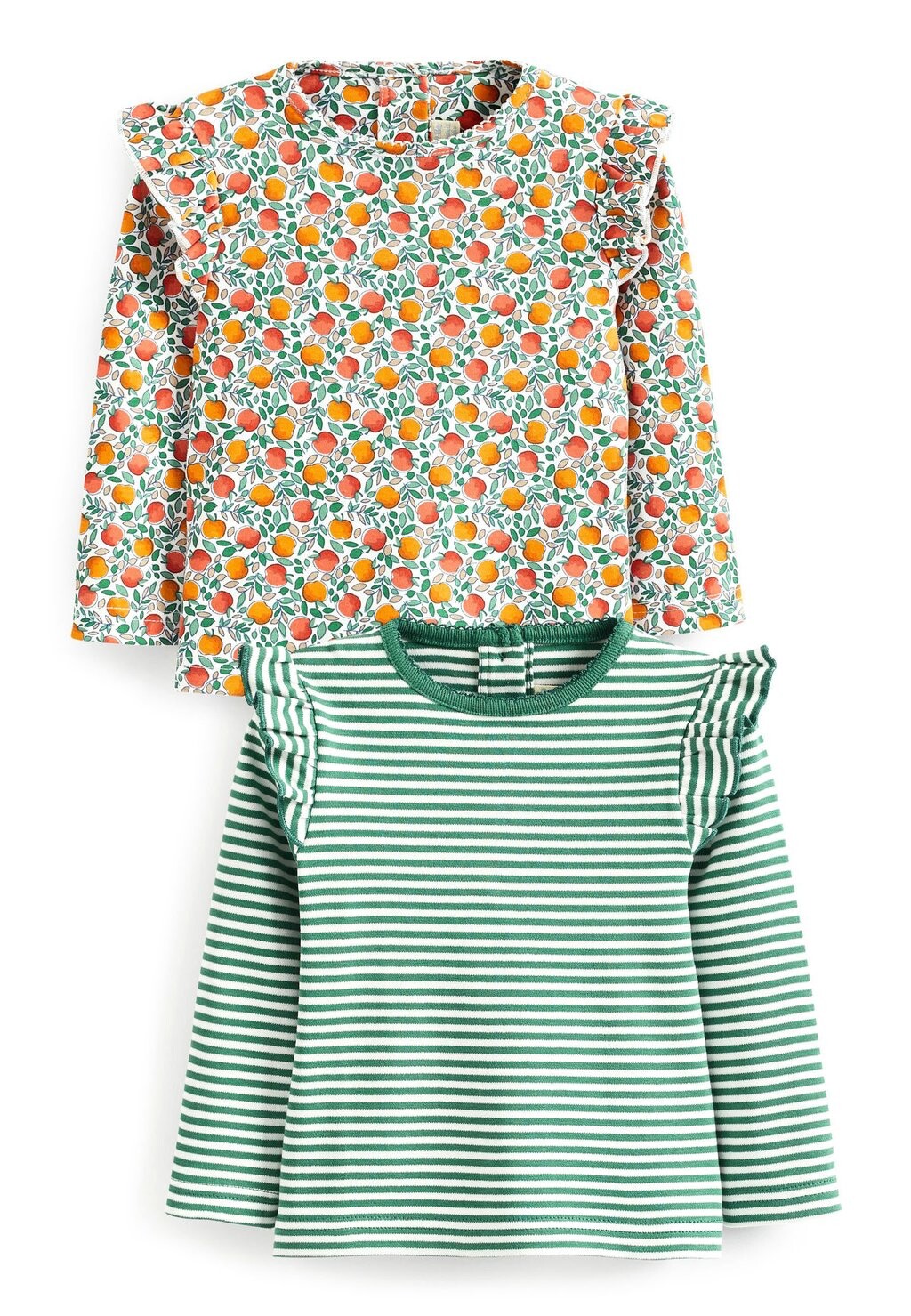 

футболка с длинными рукавами 2 Pack Apple Print Stripe Frill JoJo Maman Bébé, цвет russet