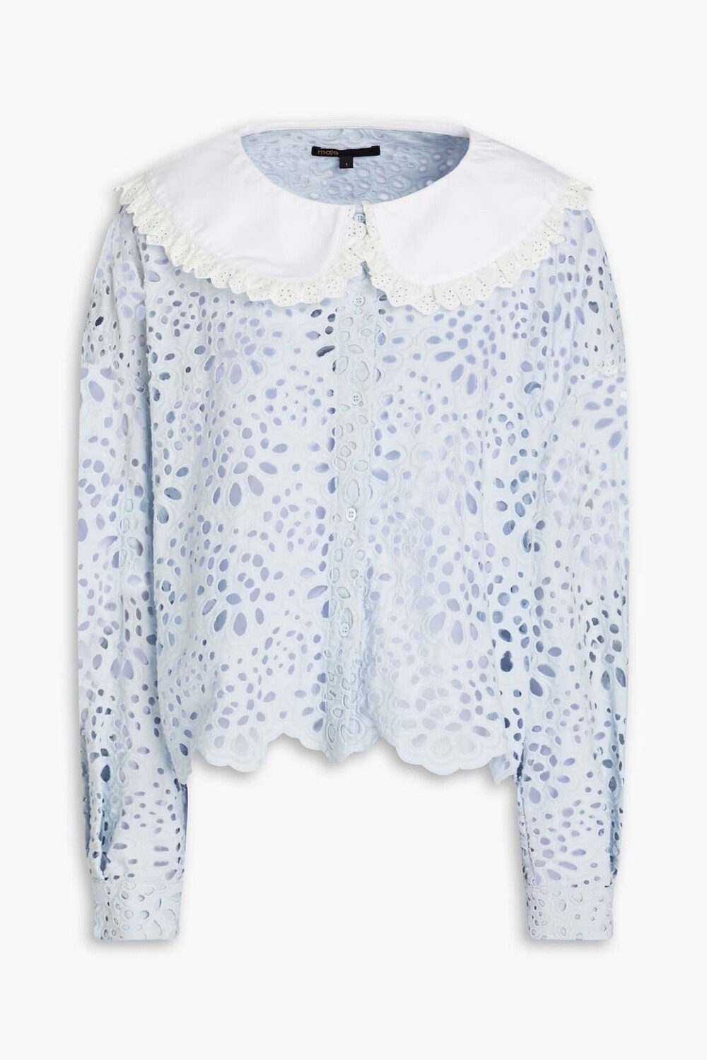 

Хлопковая блузка Broderie Anglaise Maje, голубое небо