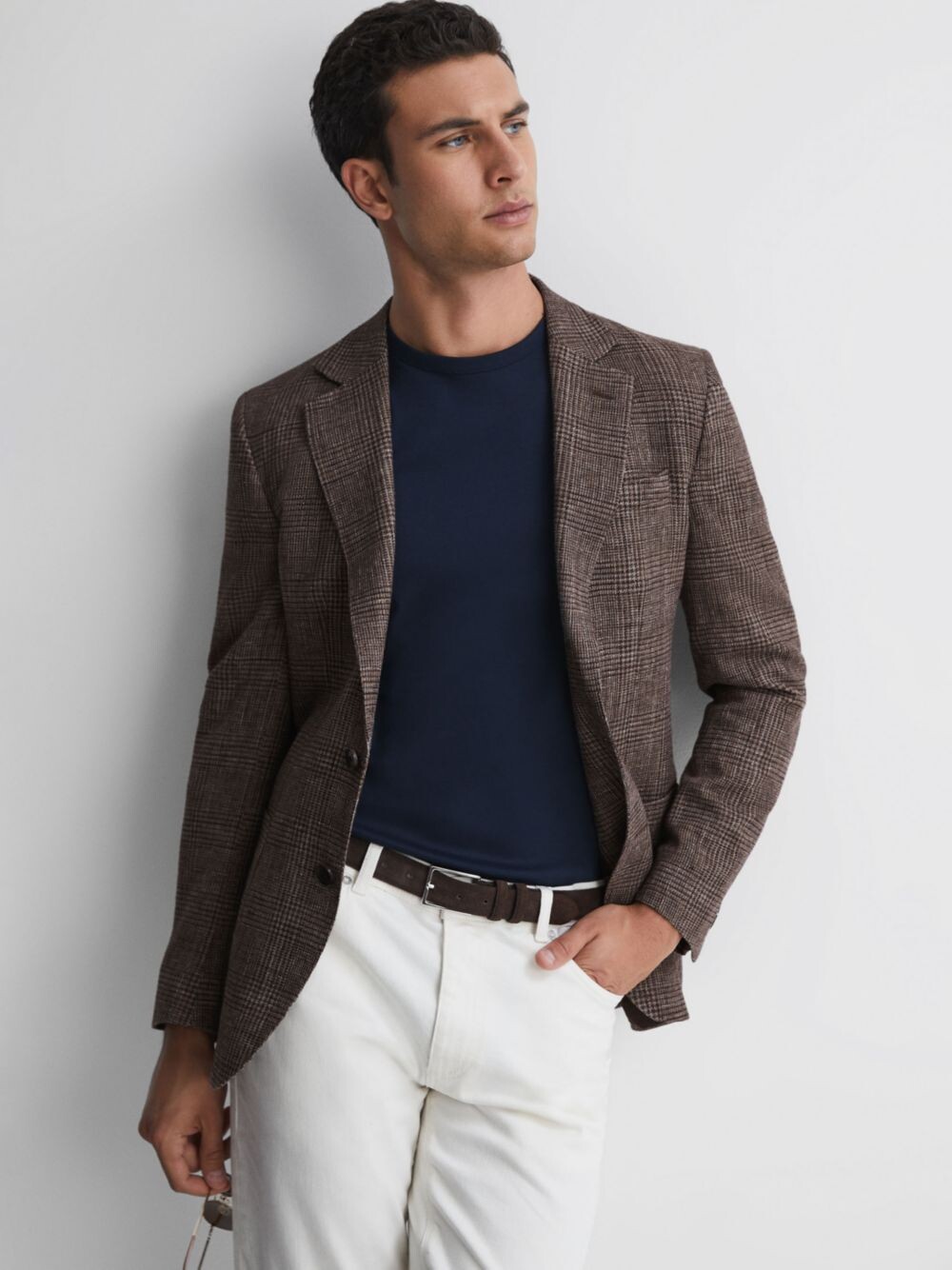 

Блейзер в клетку Reiss Sandown Notch, коричневый