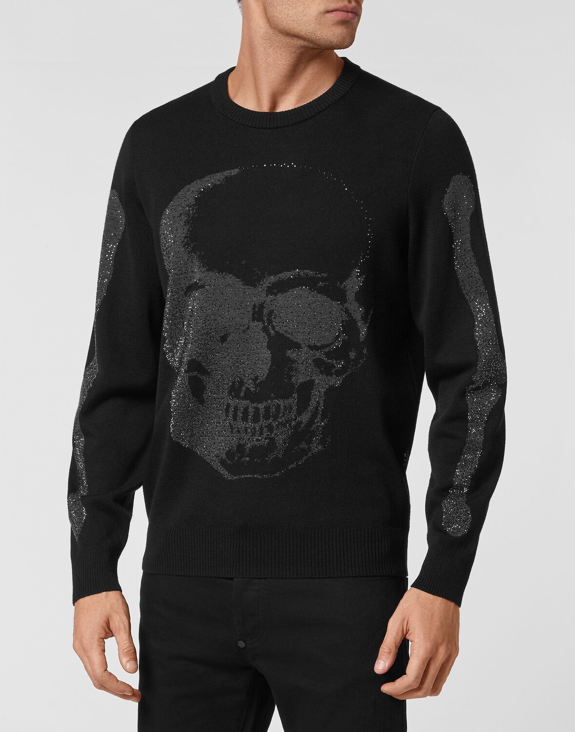 Пуловер с круглым вырезом LS Philipp Plein, черный