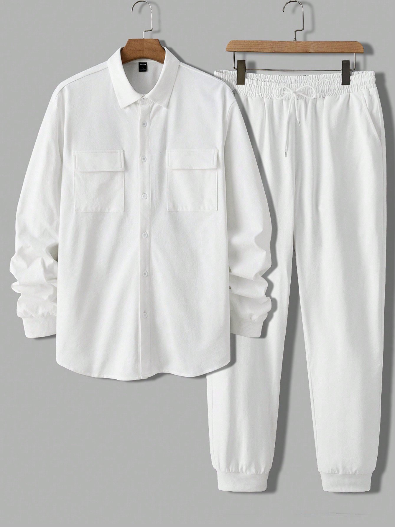 Мужской однотонный комплект из рубашки и брюк Manfinity Homme из двух предметов, белый комплект из двух вещей рубашки и брюк 5 лет 108 см бежевый