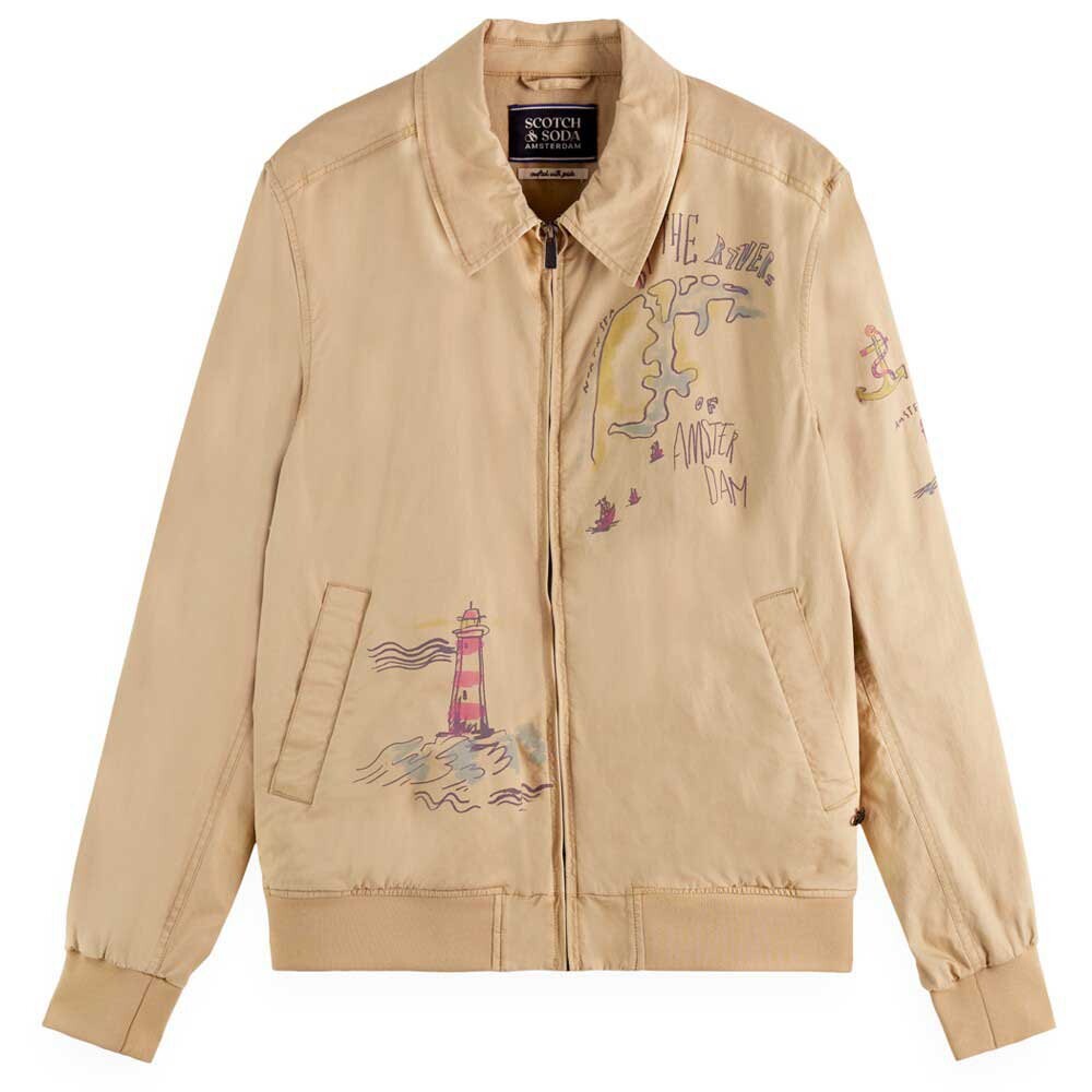 

Куртка Scotch & Soda Placement Print Harrington Bomber, бежевый