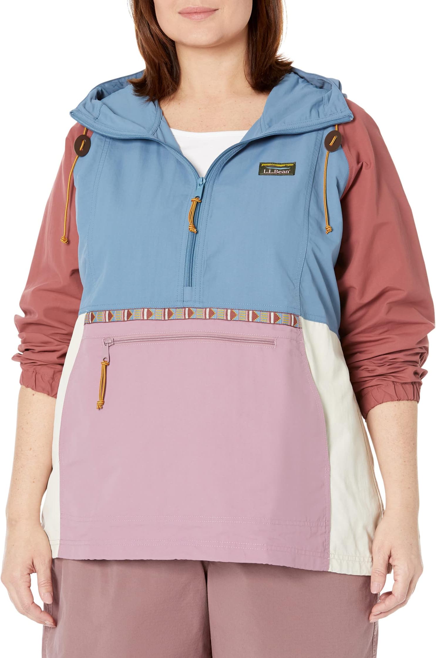 Куртка Plus Size Mountain Classic Anorak Multicolor L.L.Bean, цвет Bayside Blue/Iris Mauve