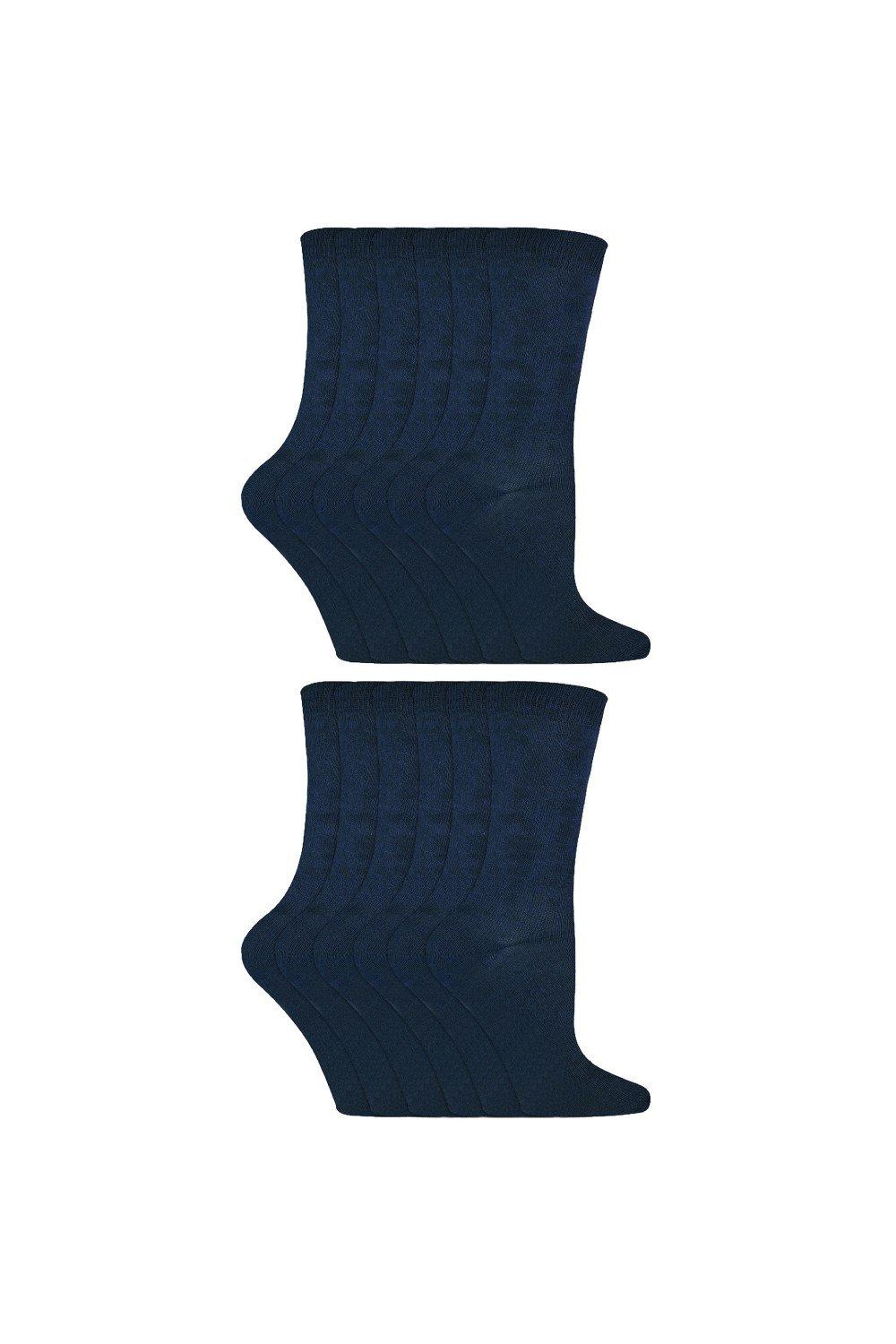 Набор из 12 пар простых школьных носков из бамбука Sock Snob, синий