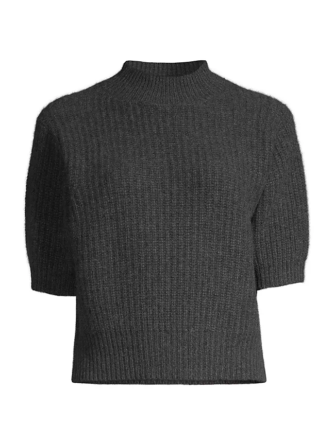 Кашемировый свитер с воротником в рубчик White + Warren, цвет charcoal heather