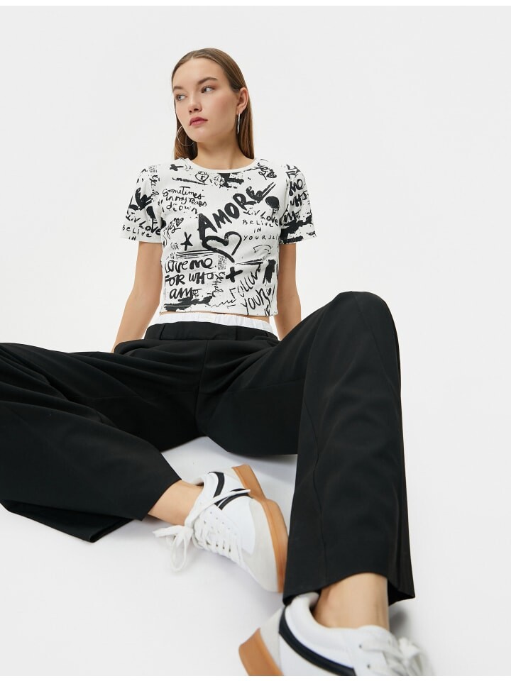 

Футболка KOTON T shirt, цвет ekru gemustert