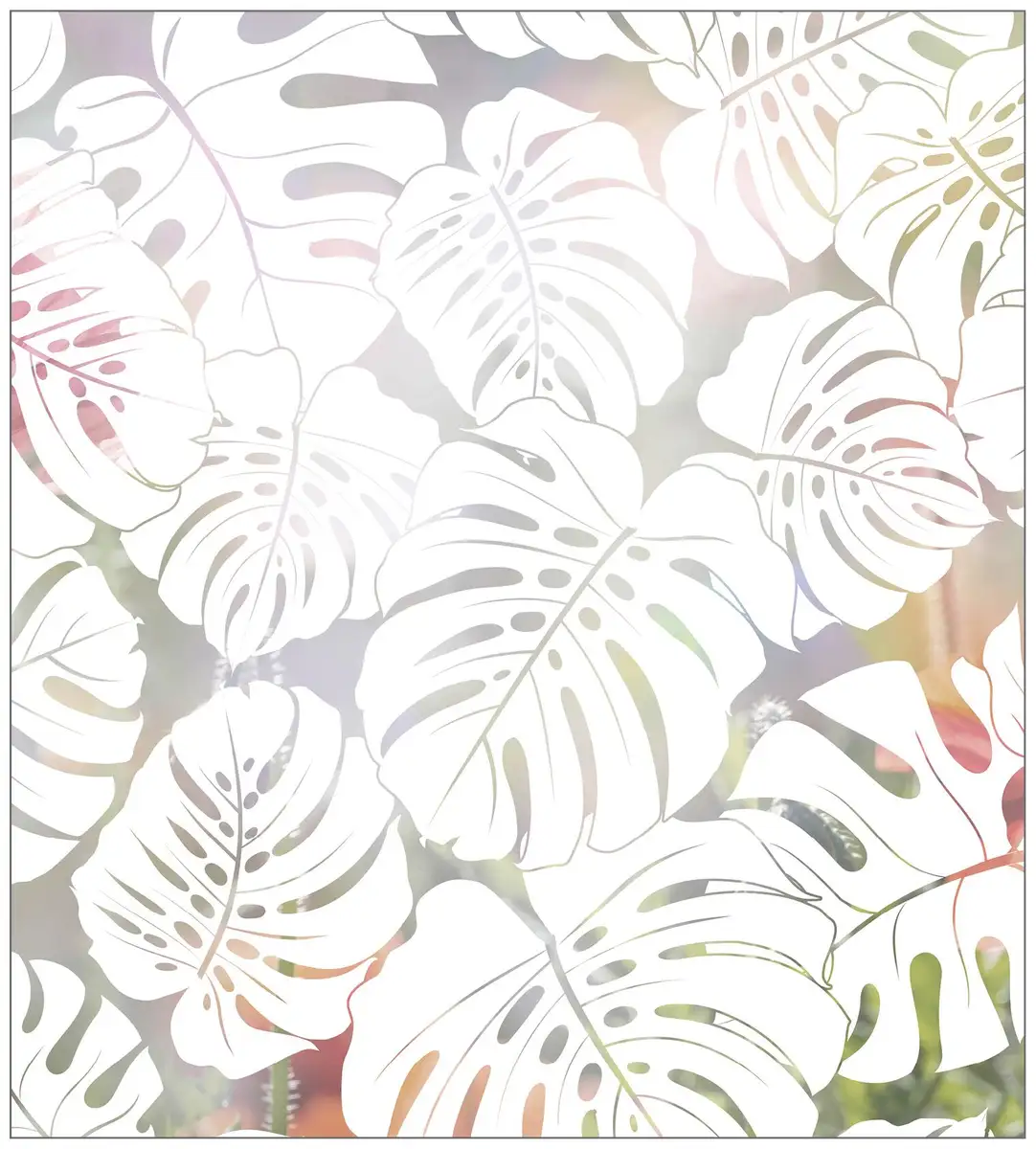 

Оконная пленка MySpotti "Look Monstera white", полупрозрачная, гладкая, статически клейкая, 90 x 100 см, статически клейкая 100х90 см, белый