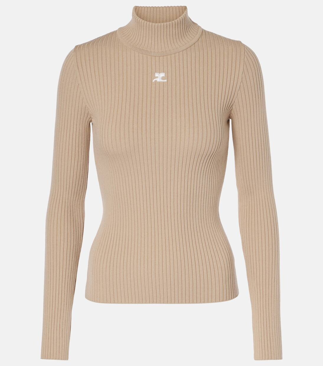 

Топ из трикотажной ткани с логотипом Courrèges, цвет cappucino