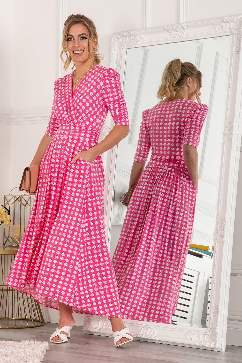Платье макси Elenora со сборками на рукавах Jolie Moi, розовый