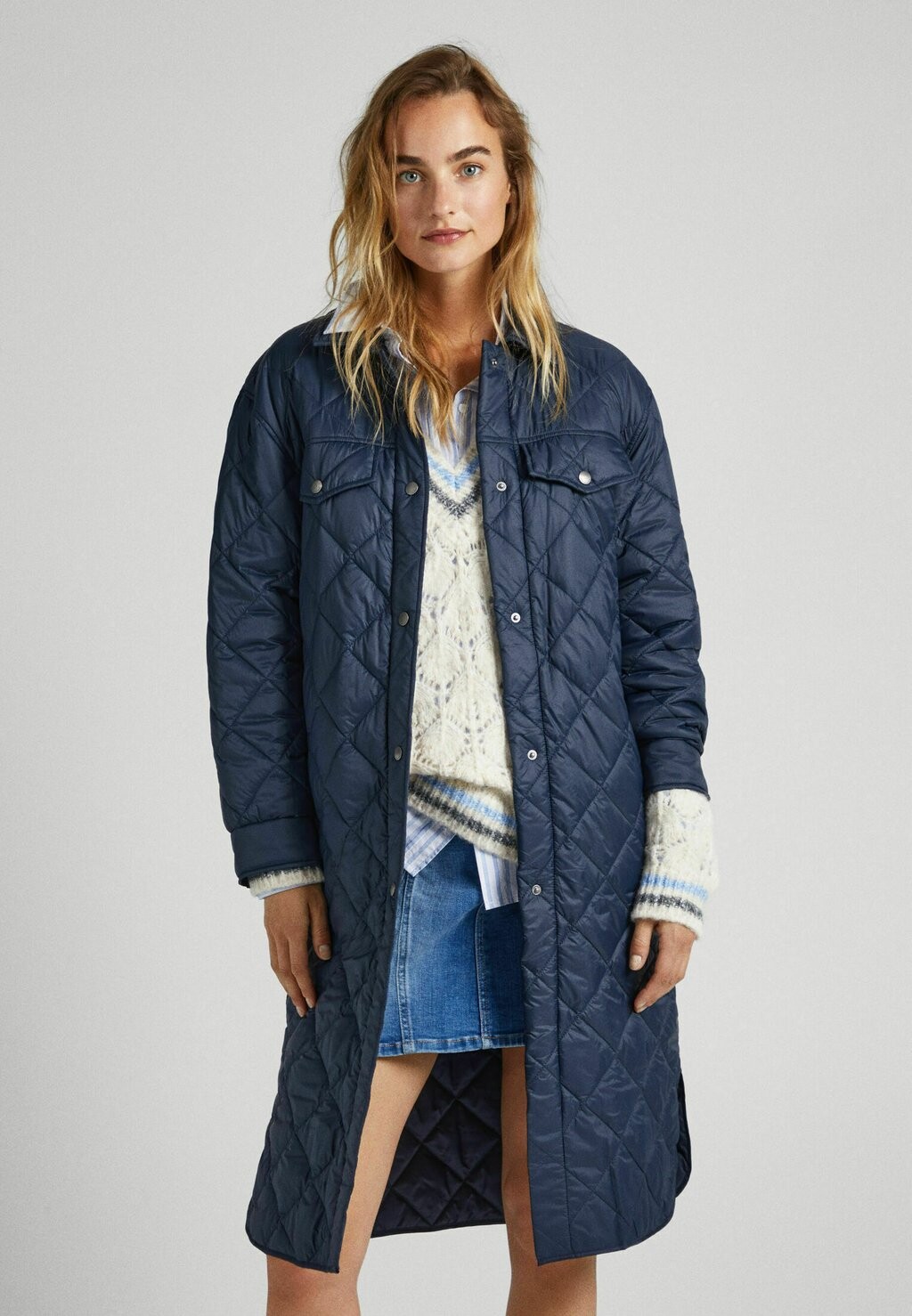 

Зимнее пальто Pepe Jeans с карманами на груди, синий, Серый