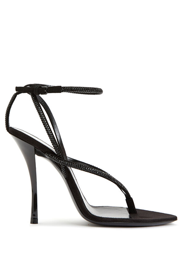 

Черные женские кожаные сандалии najda с микрокамнем Saint Laurent
