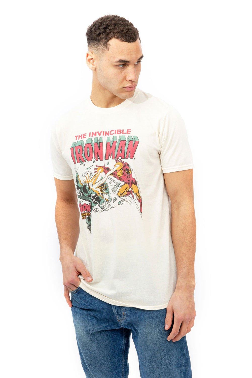 цена Хлопковая футболка Iron Man Blast Marvel, бежевый