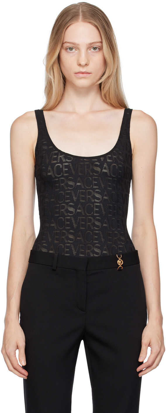 

Черное боди по всей длине Versace Underwear