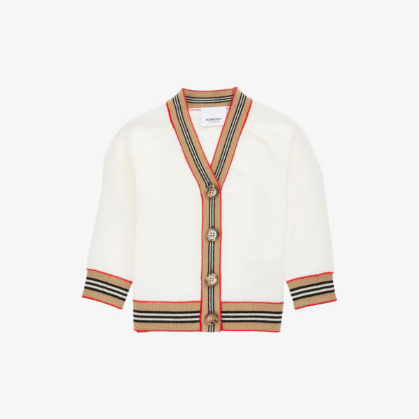 

Кардиган шерстяной вязки с полосками Graham 6 месяцев - 2 лет Burberry, слоновая кость, Бежевый, Кардиган шерстяной вязки с полосками Graham 6 месяцев - 2 лет Burberry, слоновая кость
