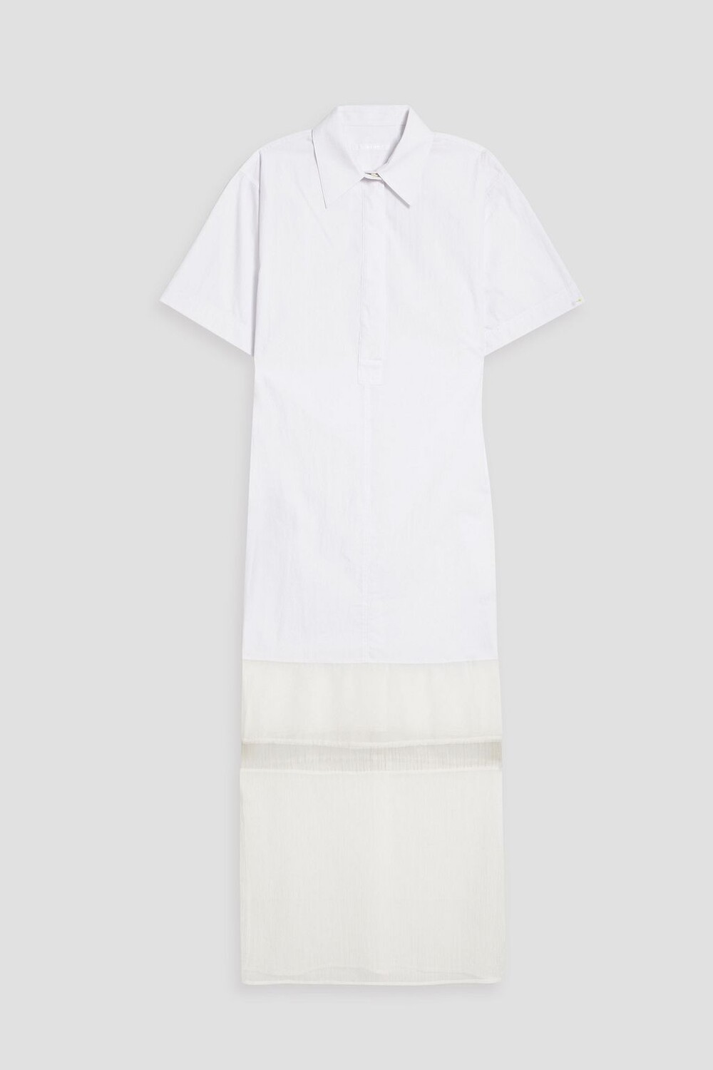 

Платье-рубашка миди из хлопкового поплина, шифона и крепона HELMUT LANG, белый
