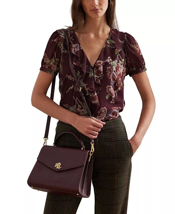 

Кожаная сумка-портфель Farrah с тиснением Lauren Ralph Lauren, красный