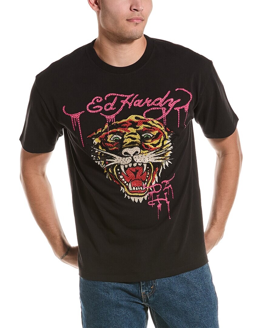

Футболка с изображением тигра в стиле ретро Ed Hardy, черный