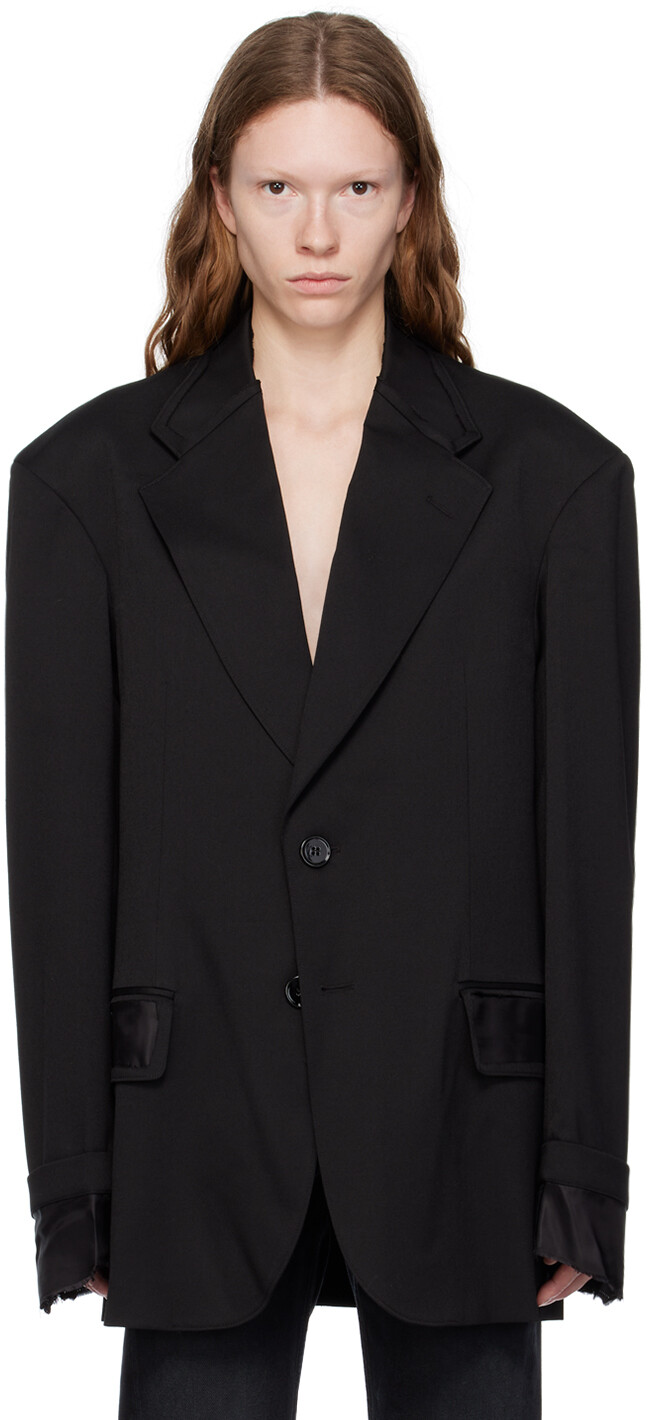 

Черный пиджак с необработанными краями MM6 Maison Margiela