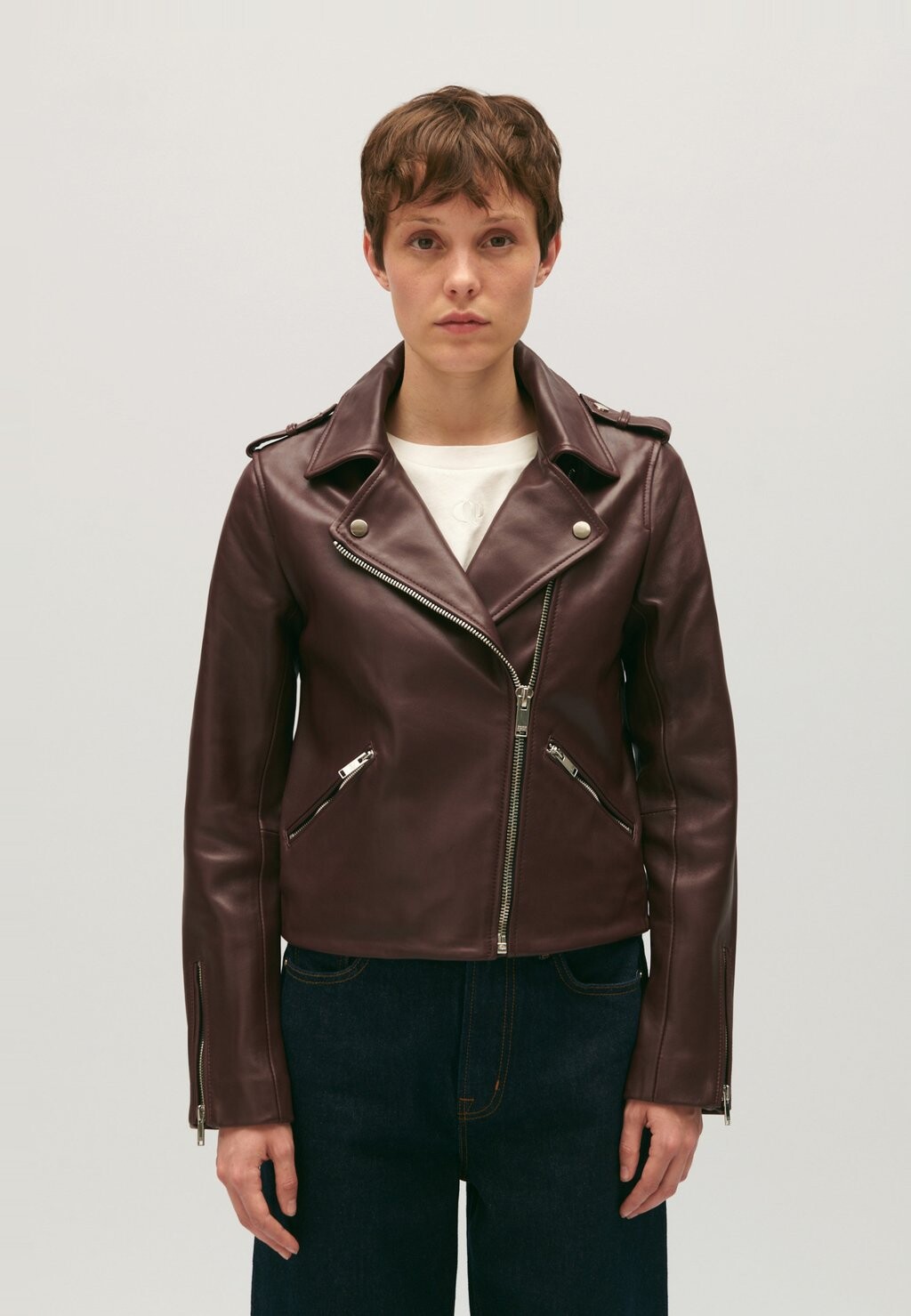 

Кожаная куртка Cuzia Claudie Pierlot, цвет bordeaux