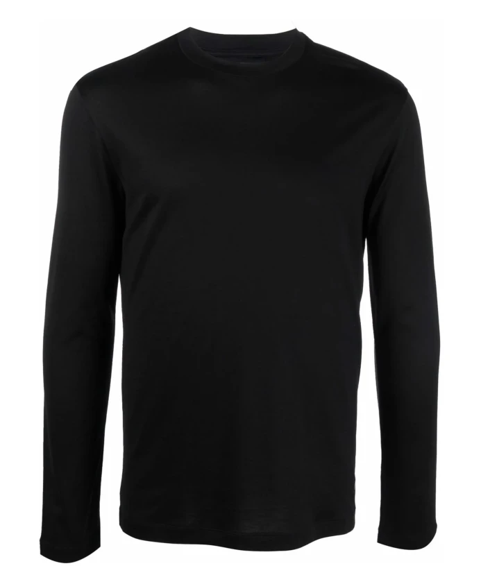 

Льняная хлопковая футболка Emporio Armani, черный