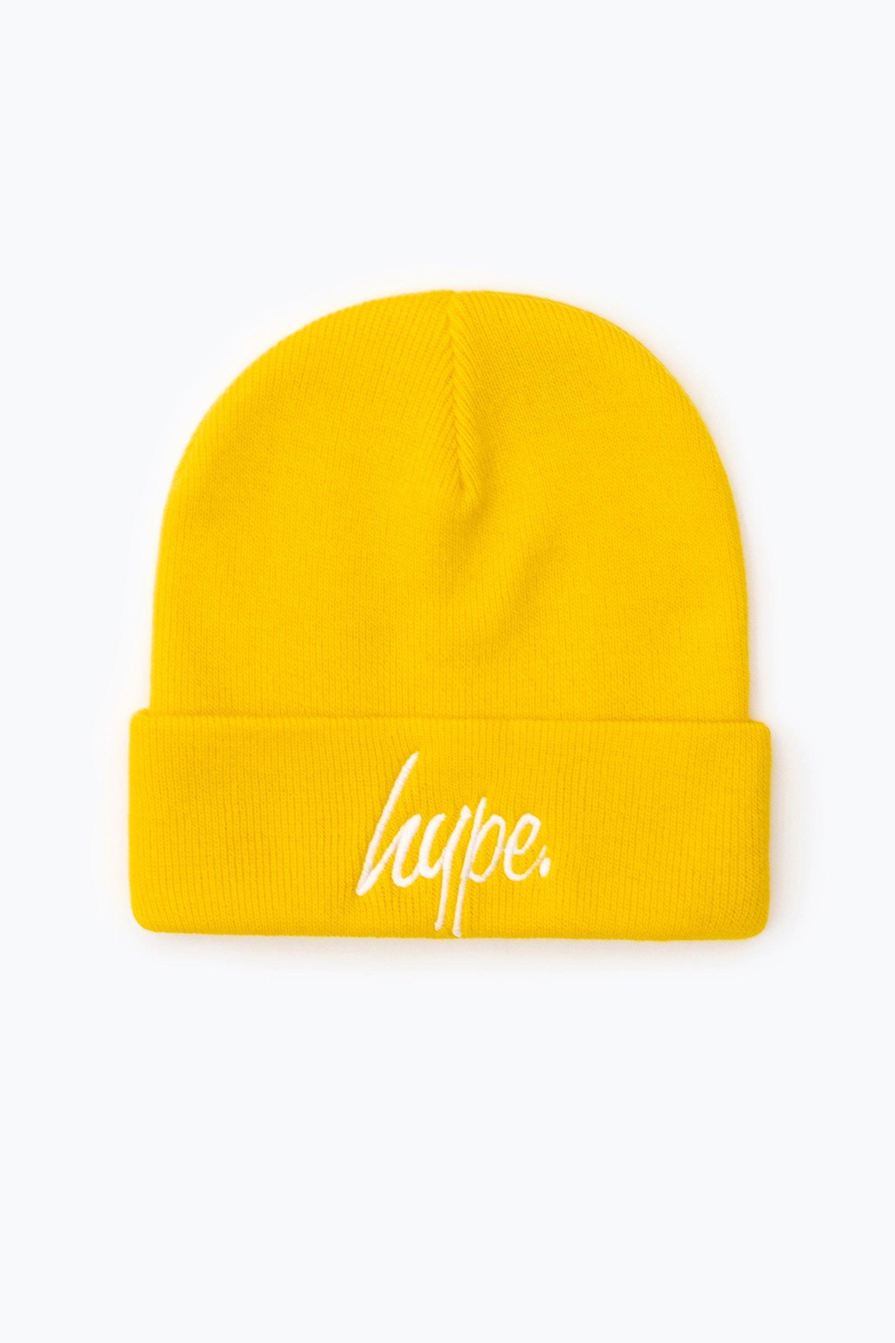 Желтая шапка с надписью Hype, желтый