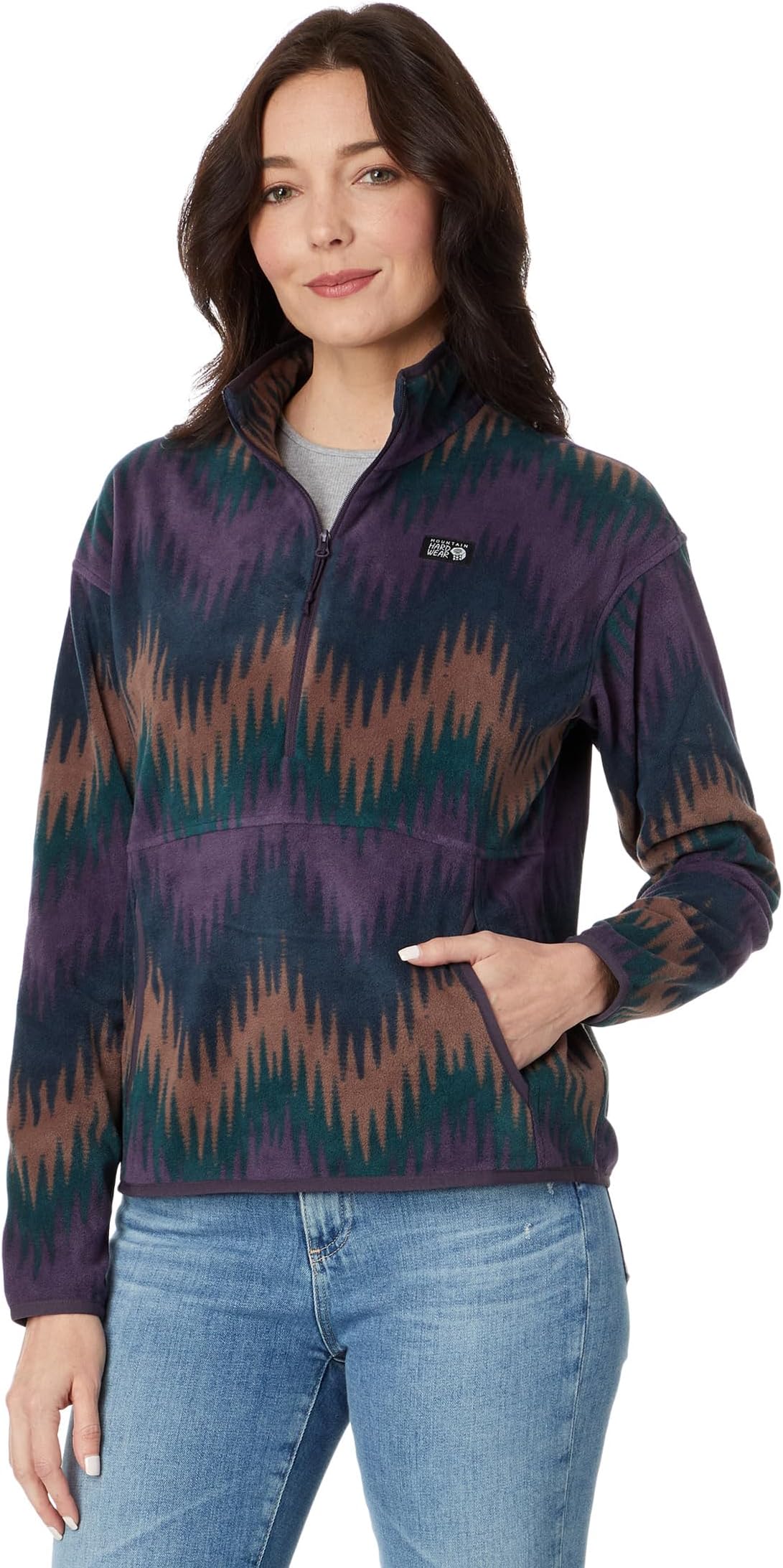 Новинка пуловера Microchill Mountain Hardwear, цвет Blurple Zigzag Print шапочка для заправки mountain hardwear цвет blurple zig zag