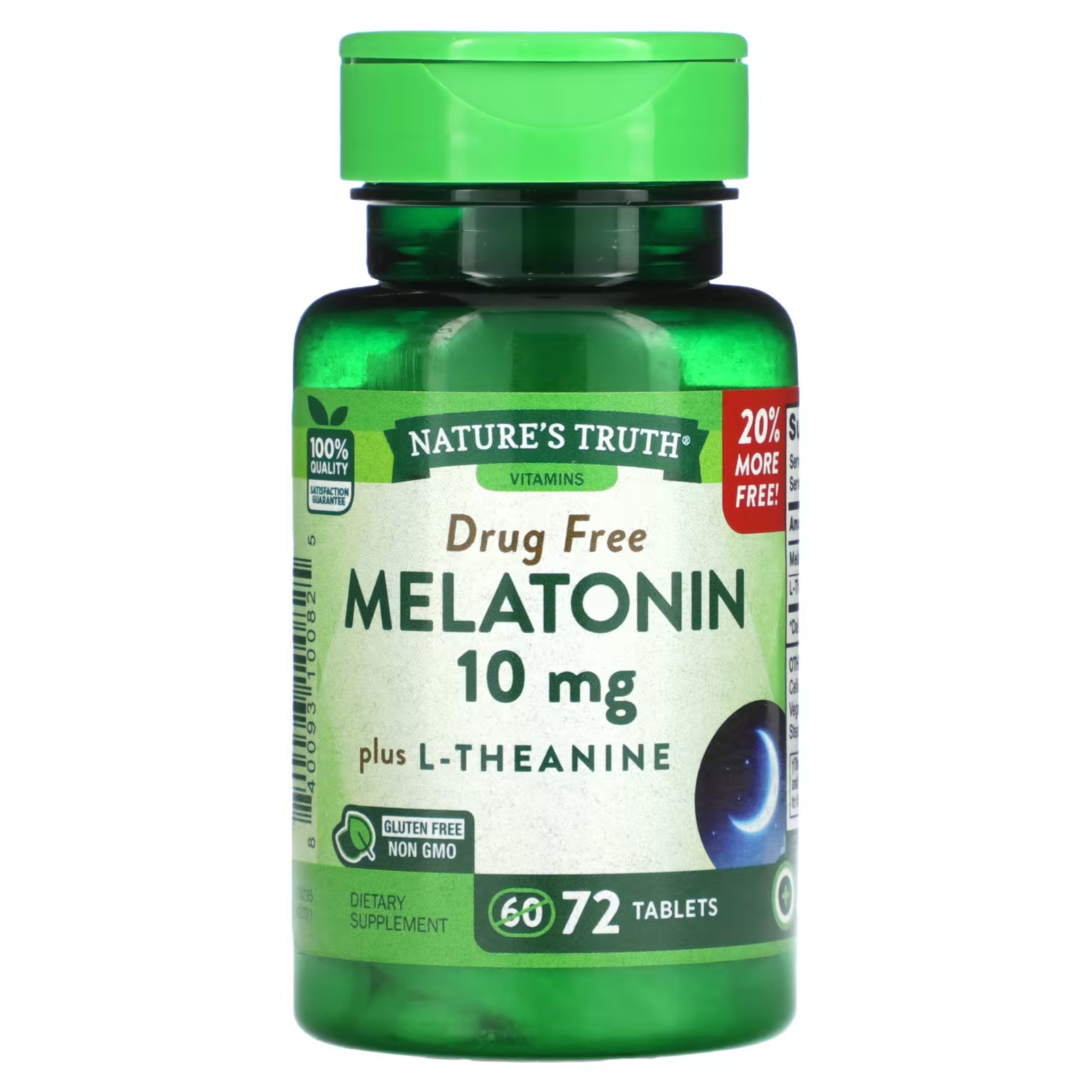Мелатонин плюс L-теанин 10 мг Nature's Truth, 72 таблетки