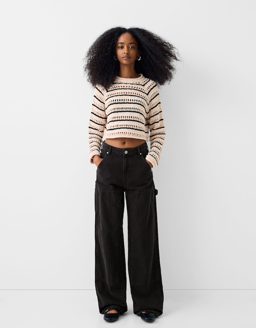 

Брюки из саржи carpenter Bershka, серый