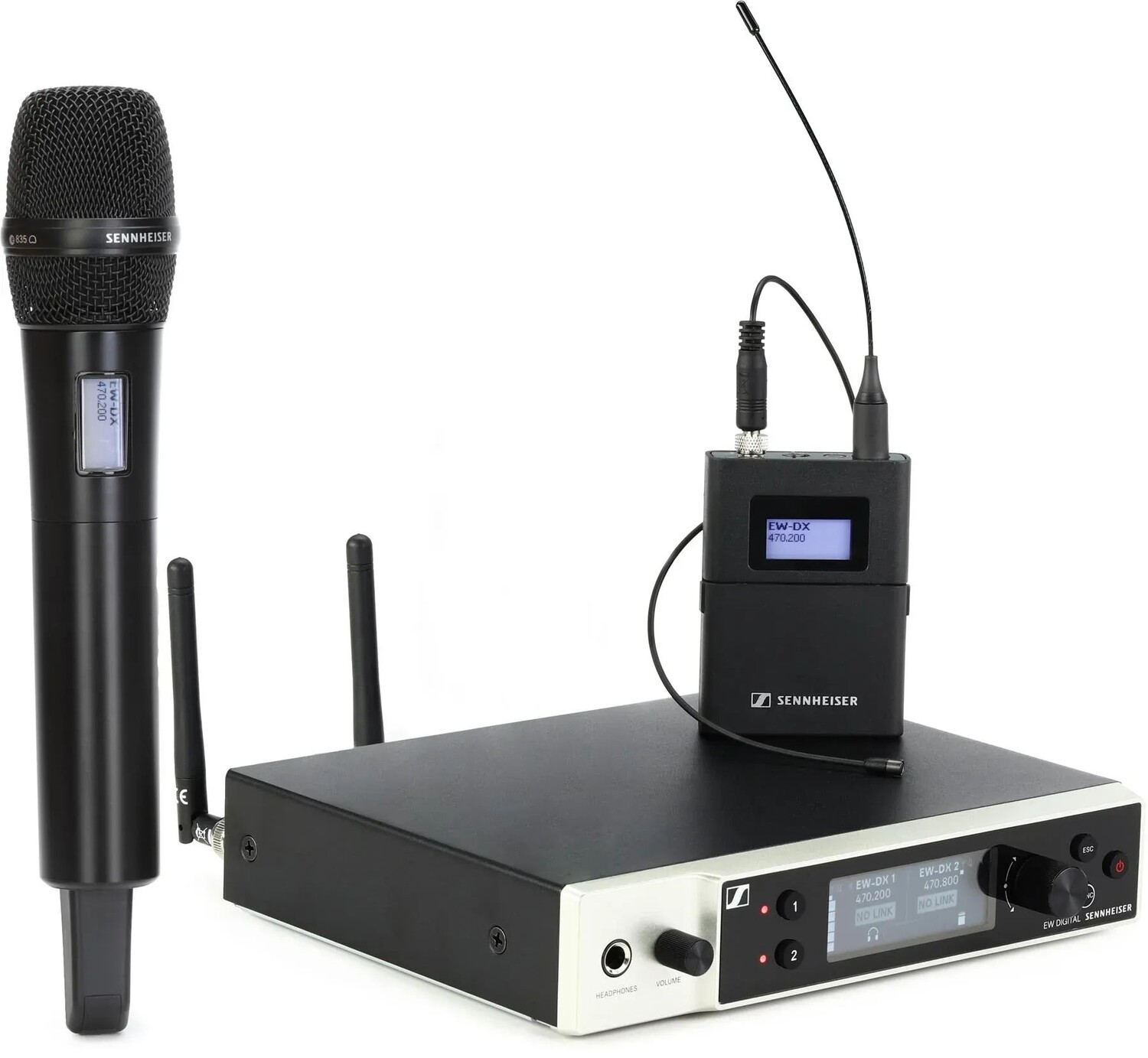 

Комбинированная беспроводная портативная микрофонная система Sennheiser EW-DX MKE 2/835-S — Q1-9