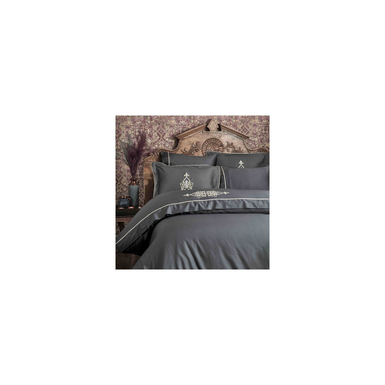 

Экокотон Alya Satin Комплект постельного белья антрацит 200 x 220 см