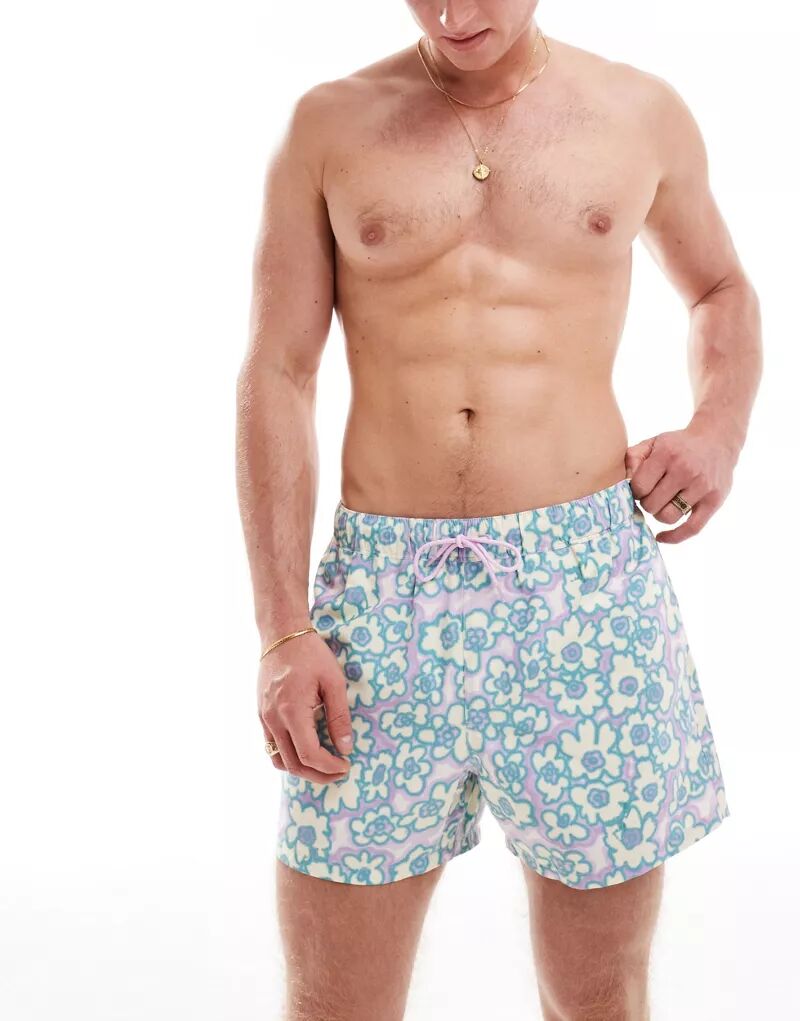Короткие шорты для плавания с цветочным принтом ASOS цена и фото