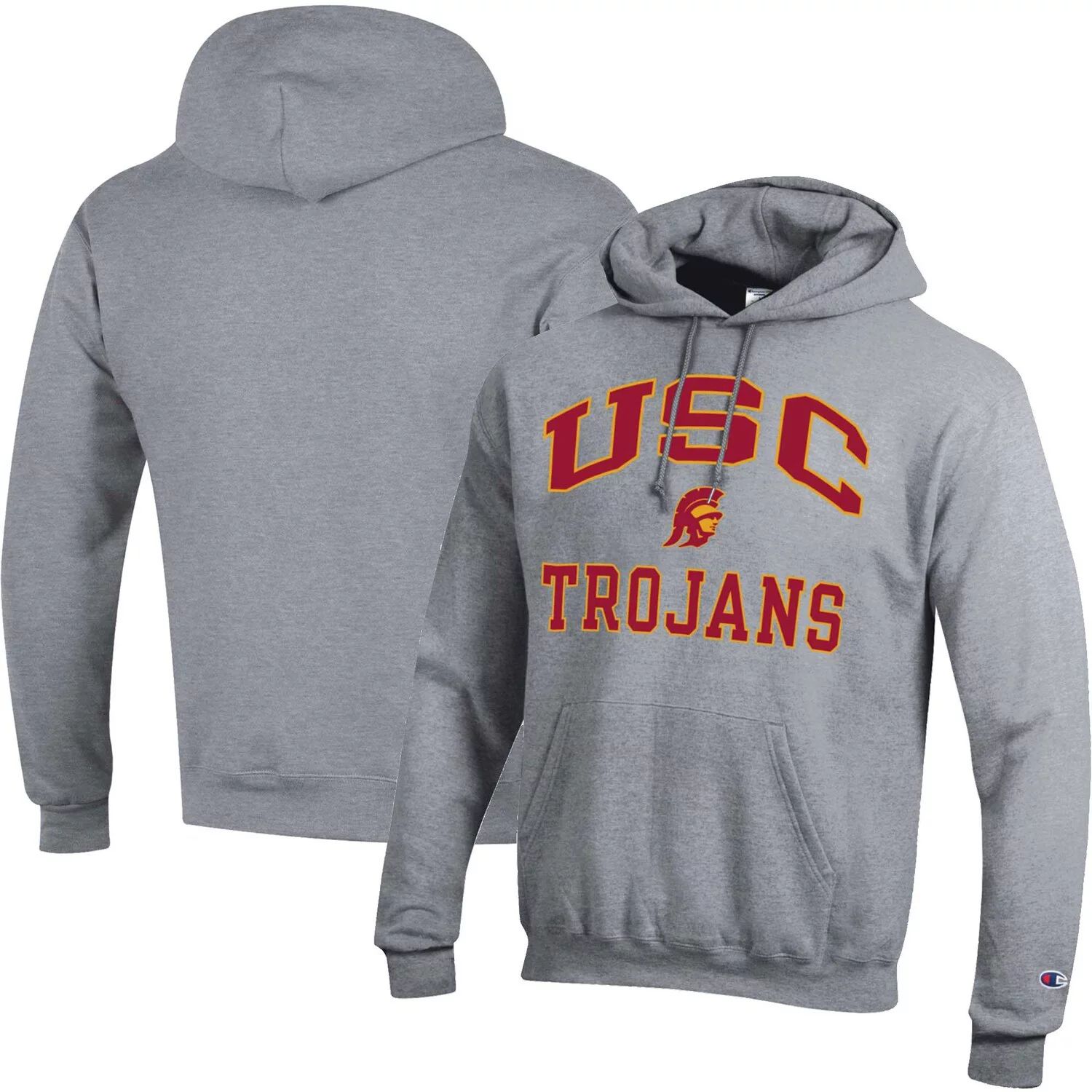 Мужской пуловер с капюшоном цвета Хизер Серый USC Trojans High Motor Champion