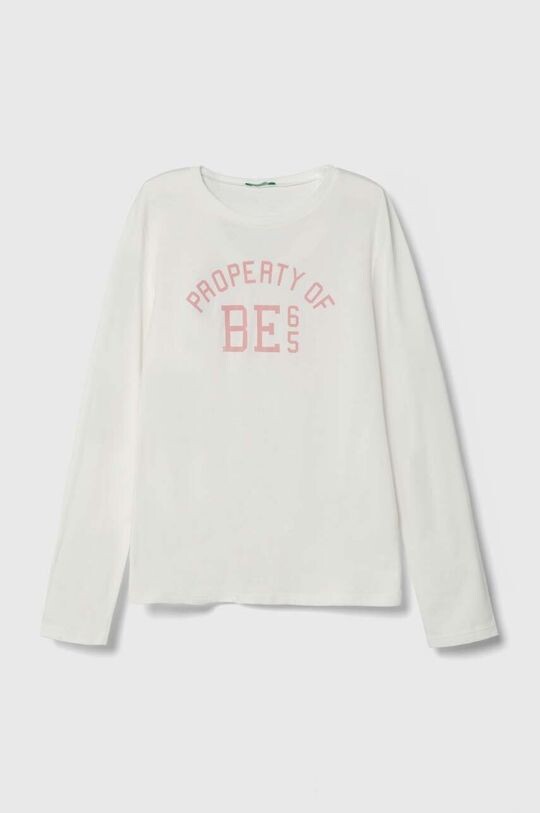 

Детская хлопковая футболка с длинными рукавами United Colors of Benetton, белый