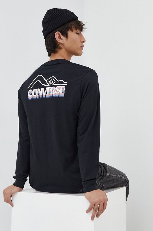 

Хлопковый топ с длинными рукавами Converse, черный