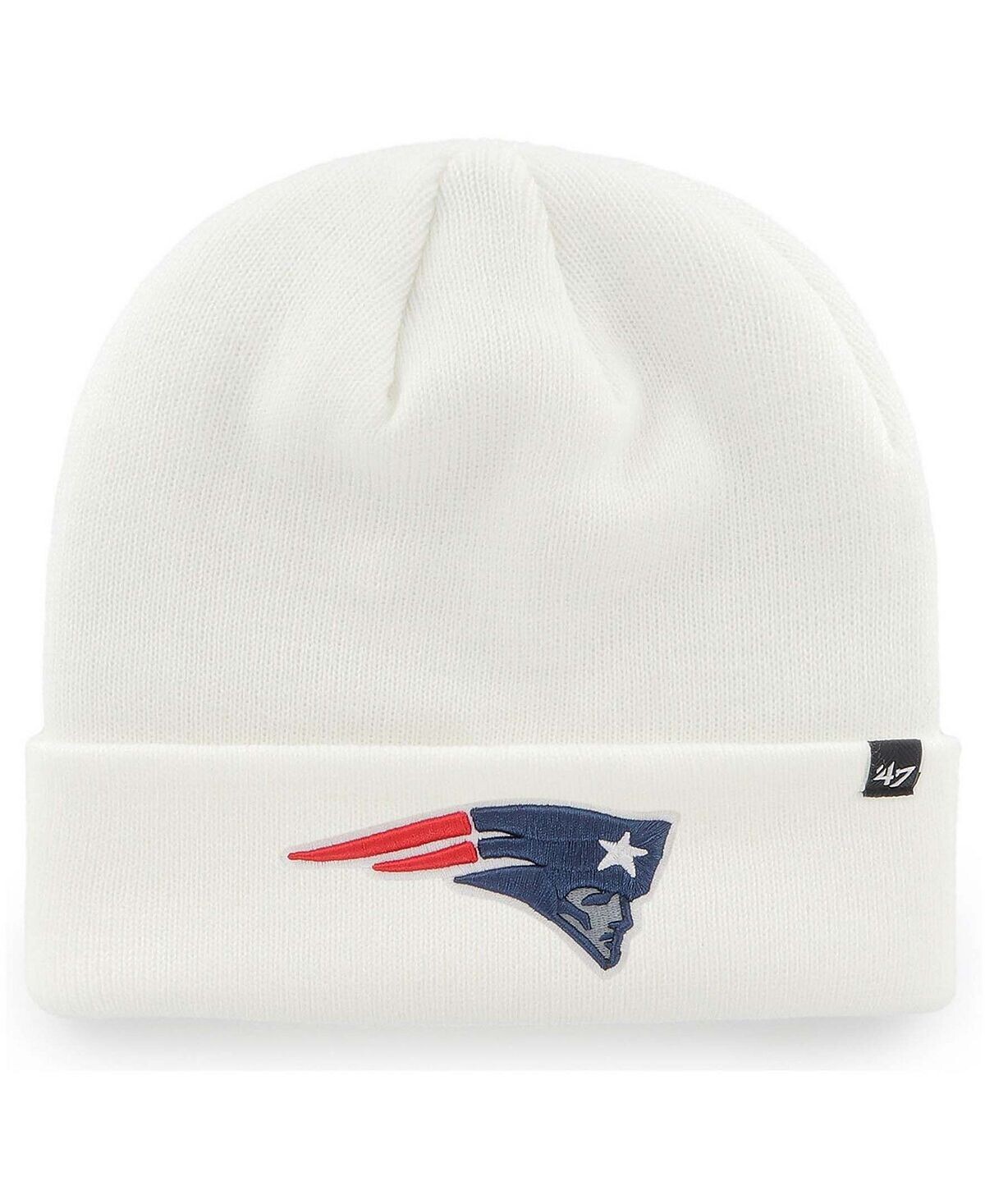 

Мужская белая базовая вязаная шапка New England Patriots Secondary с манжетами '47 Brand