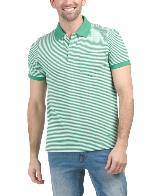 

Поло в полоску из хлопкового пике Brooks Brothers, зеленый