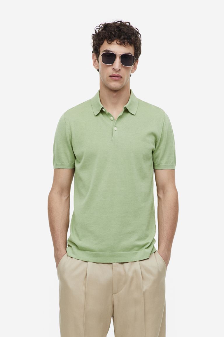 Рубашка-поло из смесового шелка приталенного кроя H&M