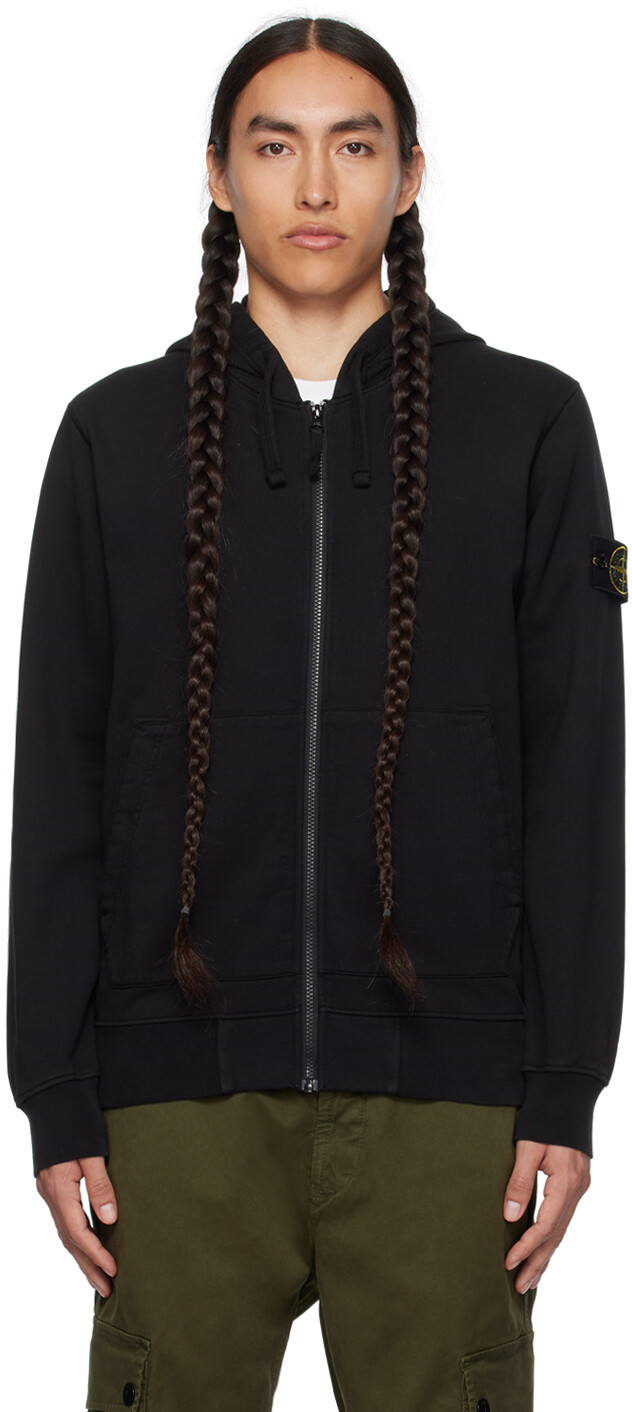 

Черный худи на молнии Stone Island