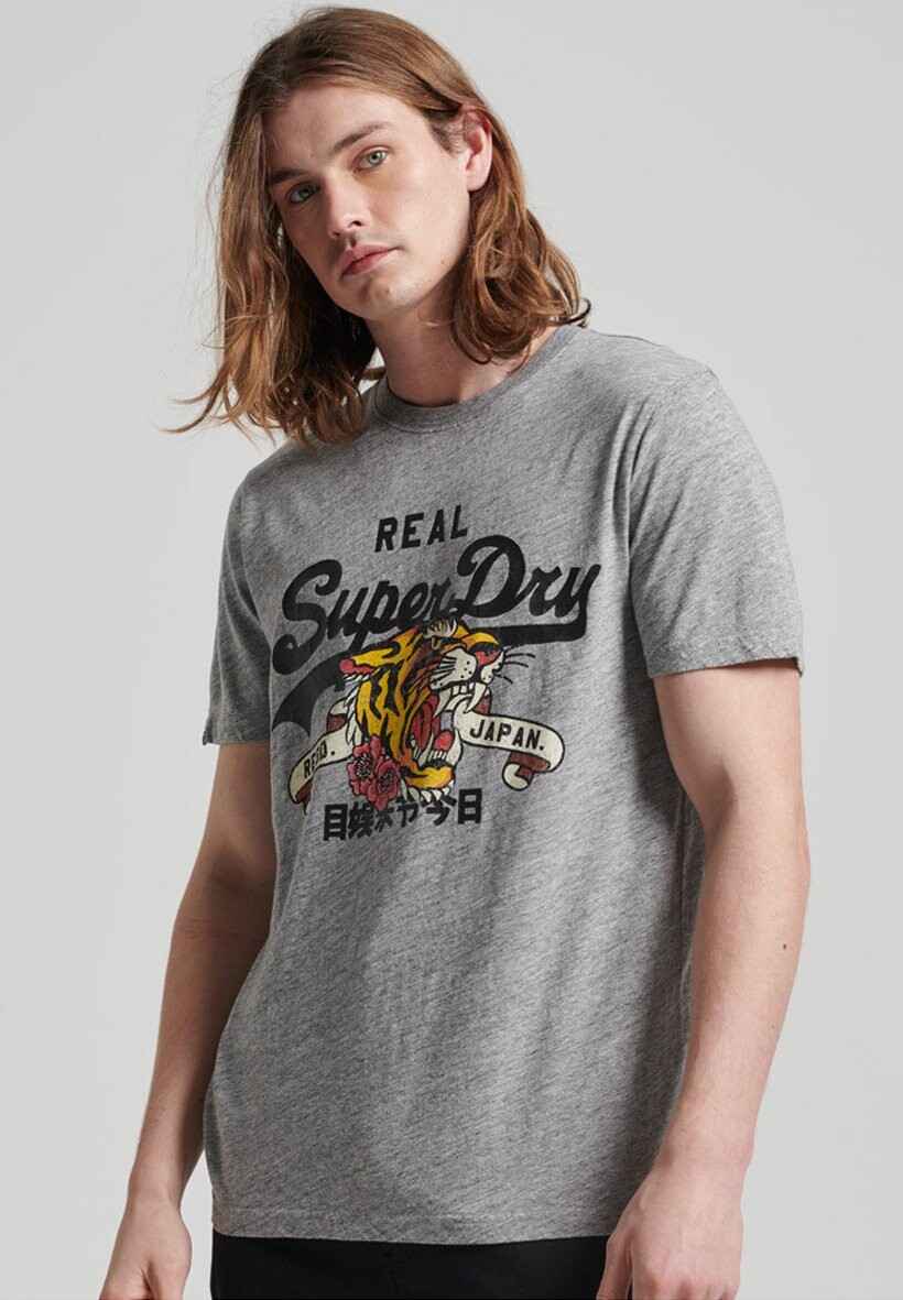 

Футболка с принтом Superdry, серый меланж